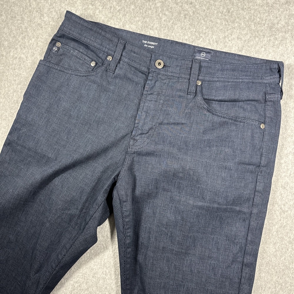 AG Adriano Goldschmied Everett Slim Straight Pants Men's 34x30 Glen Plaid USA